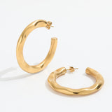 Olive Wave Large Hoop Earrings