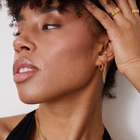 Rita Double Link Chain Stud Earrings