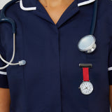 Aurora White/Silver/Red Leather Fob 35