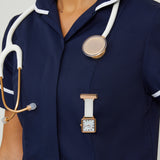 Eunoia Marble/Rose Gold/Grey Leather Fob 28