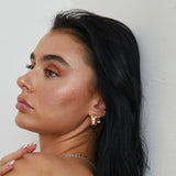 Groove Chunky Lilac/Orange Enamel Hoop Earrings