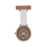 Rose Gold/Brown/Grey Leather Nurse Fob Watch