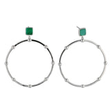 Stellar Malachite Silver Hoop Earrings