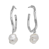 Odette Molten Pearl Silver Hoop Earrings