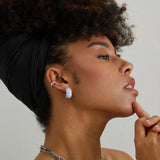 Groove Chunky Lilac/Blue Enamel Hoop Earrings