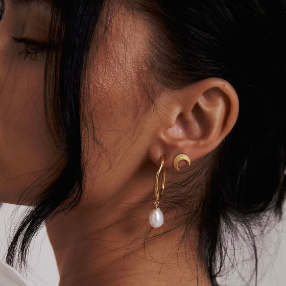 Luna Moon Gold Stud Earrings