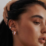 Groove Chunky Lilac/Orange Enamel Hoop Earrings
