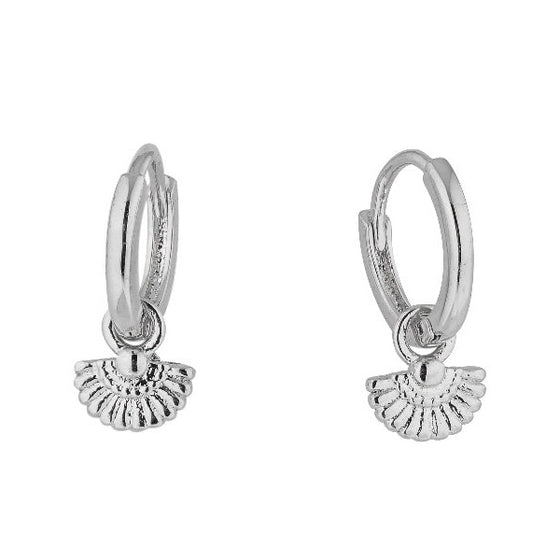 Iris Fan Silver Huggie Hoop Earrings