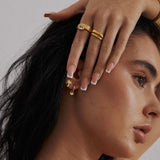 Iris Fan Gold Huggie Hoop Earrings