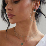 Stellar Malachite Silver Hoop Earrings