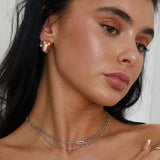 Groove Chunky Lilac/Orange Enamel Hoop Earrings